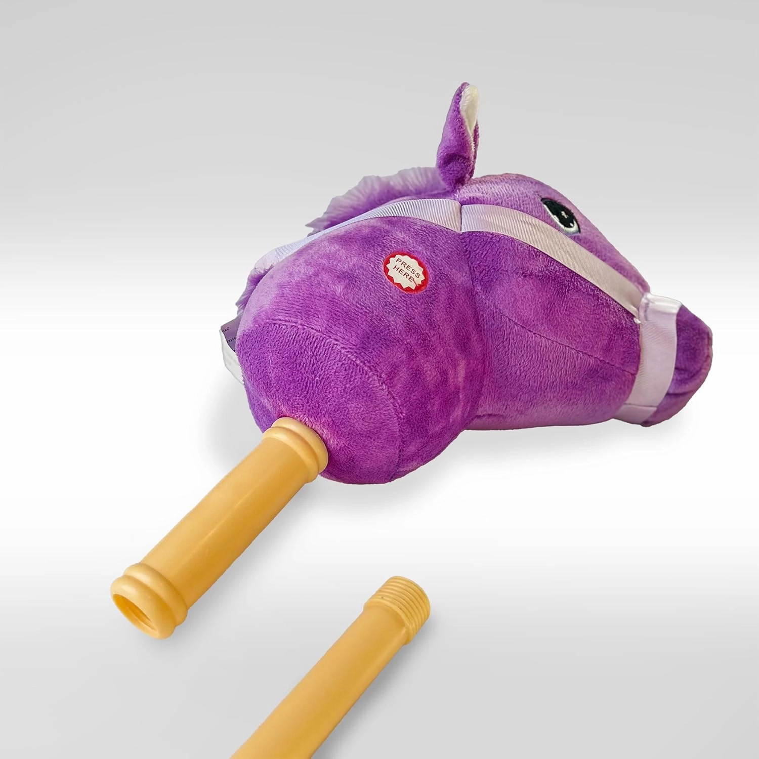 PonyLand: Music Stick Animal - Purple & White Horse - Music Button, Sturdy Two-Piece Stick W/Colorful Soft Plush Animal Head, Toy, Kids Ages 3 