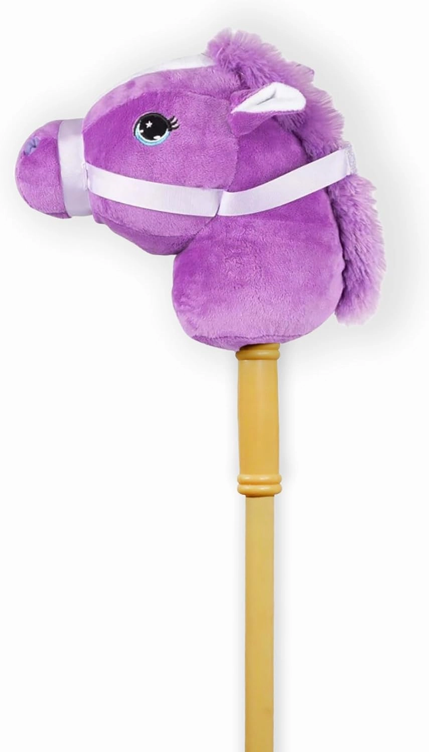 PonyLand: Music Stick Animal - Purple & White Horse - Music Button, Sturdy Two-Piece Stick W/Colorful Soft Plush Animal Head, Toy, Kids Ages 3 
