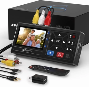 Portta VHS to Digital Converter, Video to Digital Recorder with Remote, Compatible with VHS, VCR, DVR, DVD, Hi8, Mini DV Players, Camcorder, Gaming Consoles (Requires External Player, Not Included)