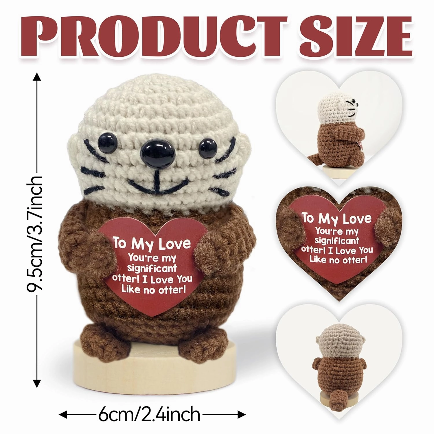 Positive Crochet Otter Gifts, Valentine’s Day Gift for Him & Her, I Love You Like No Other, Handmade Crochet Otter for Fiance Women Men Lover Valentine's Day(To My Love—Otter)