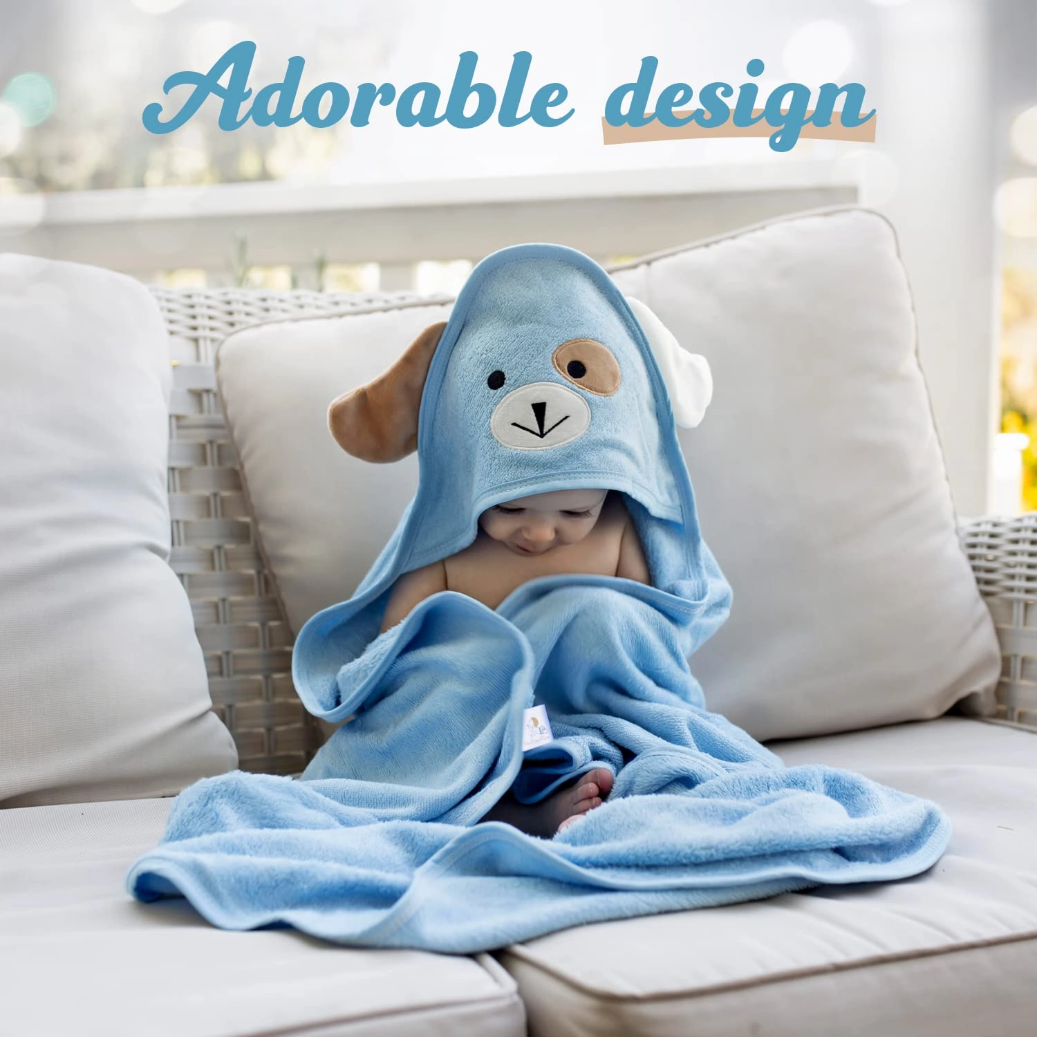 Premium Baby Towels with Hood - Ultra Soft, Absorbent Viscose Made of Bamboo, Extra Large 35 x 35 Inches, for Boys and Girls, Newborn Shower Gift, Blue
