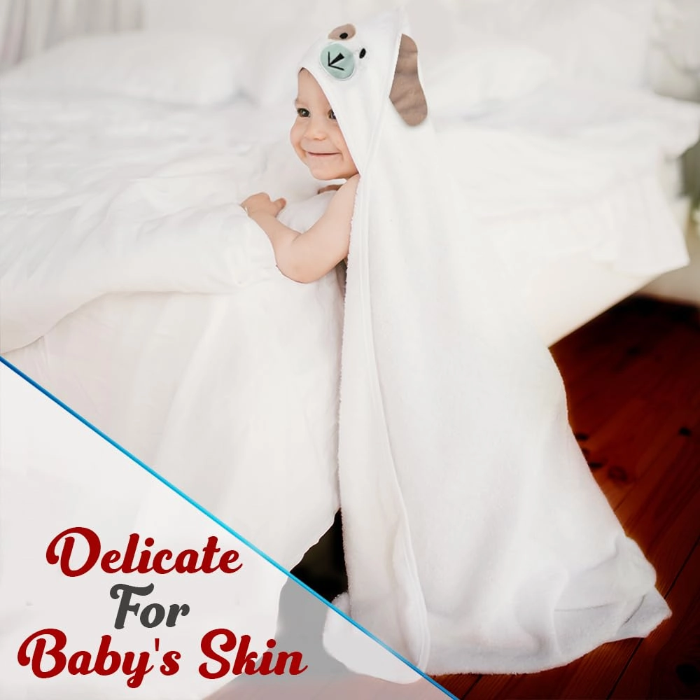 Premium Baby Towels with Hood - Ultra Soft, Absorbent Viscose Made of Bamboo, Extra Large 35 x 35 Inches, for Boys and Girls, Newborn Shower Gift, White
