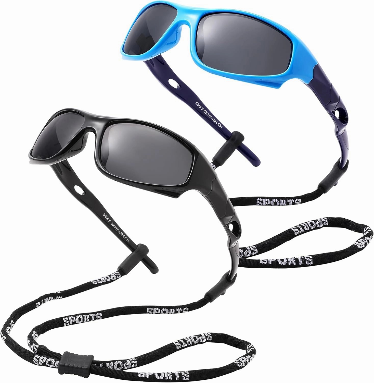 Pro Acme Kids Sunglasses for Boys Girls, Polarized Sports Youth Sunglasses with Strap for Kids Ages 3-12