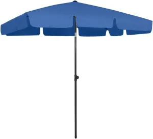 Protects from Sun with Adjustable Beach Parasol, Weather-Resistant Canopy, Easy Setup, Azure Blue