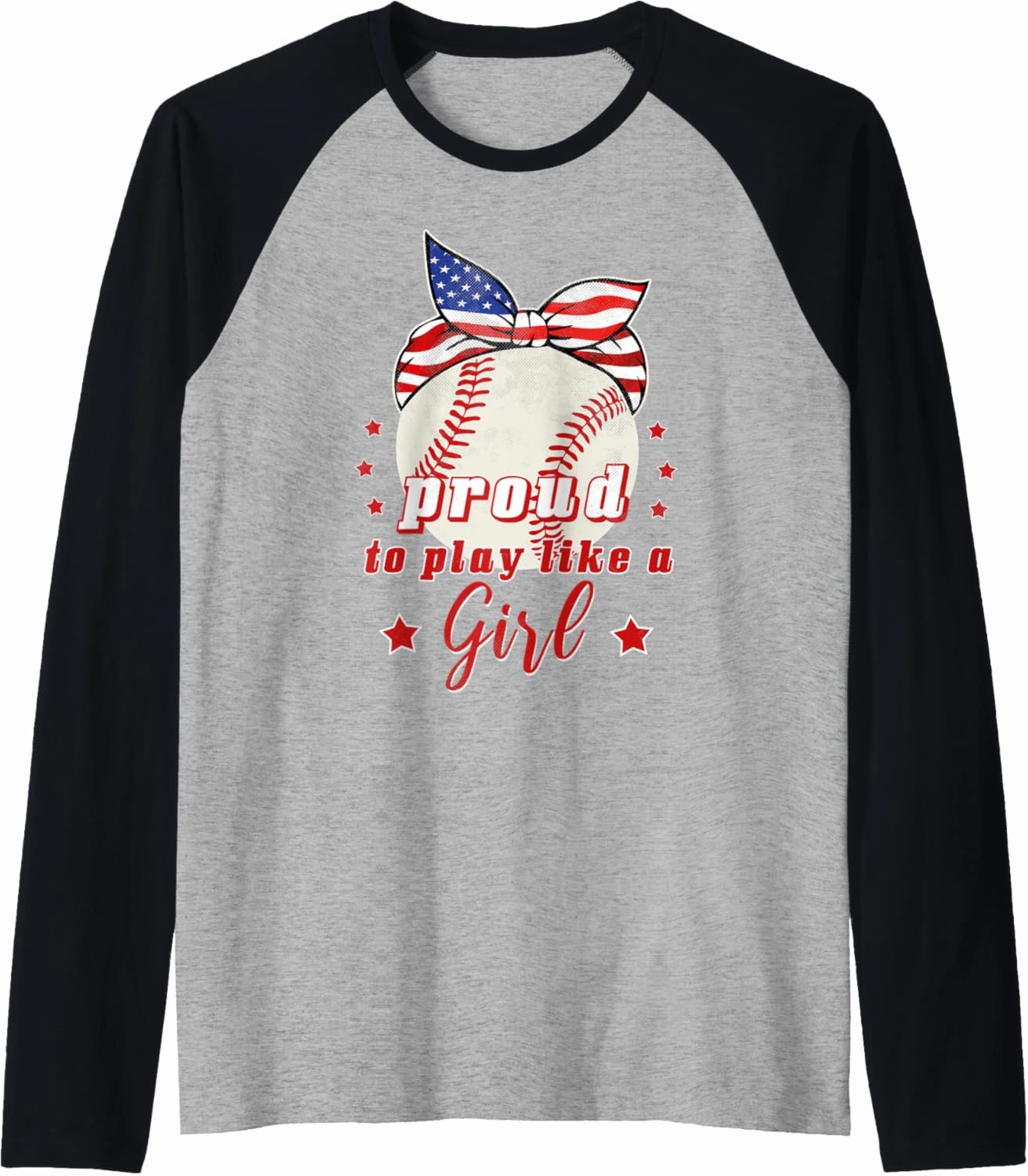 Proud to Play Like A Girl Baseball Girl Raglan Baseball Tee