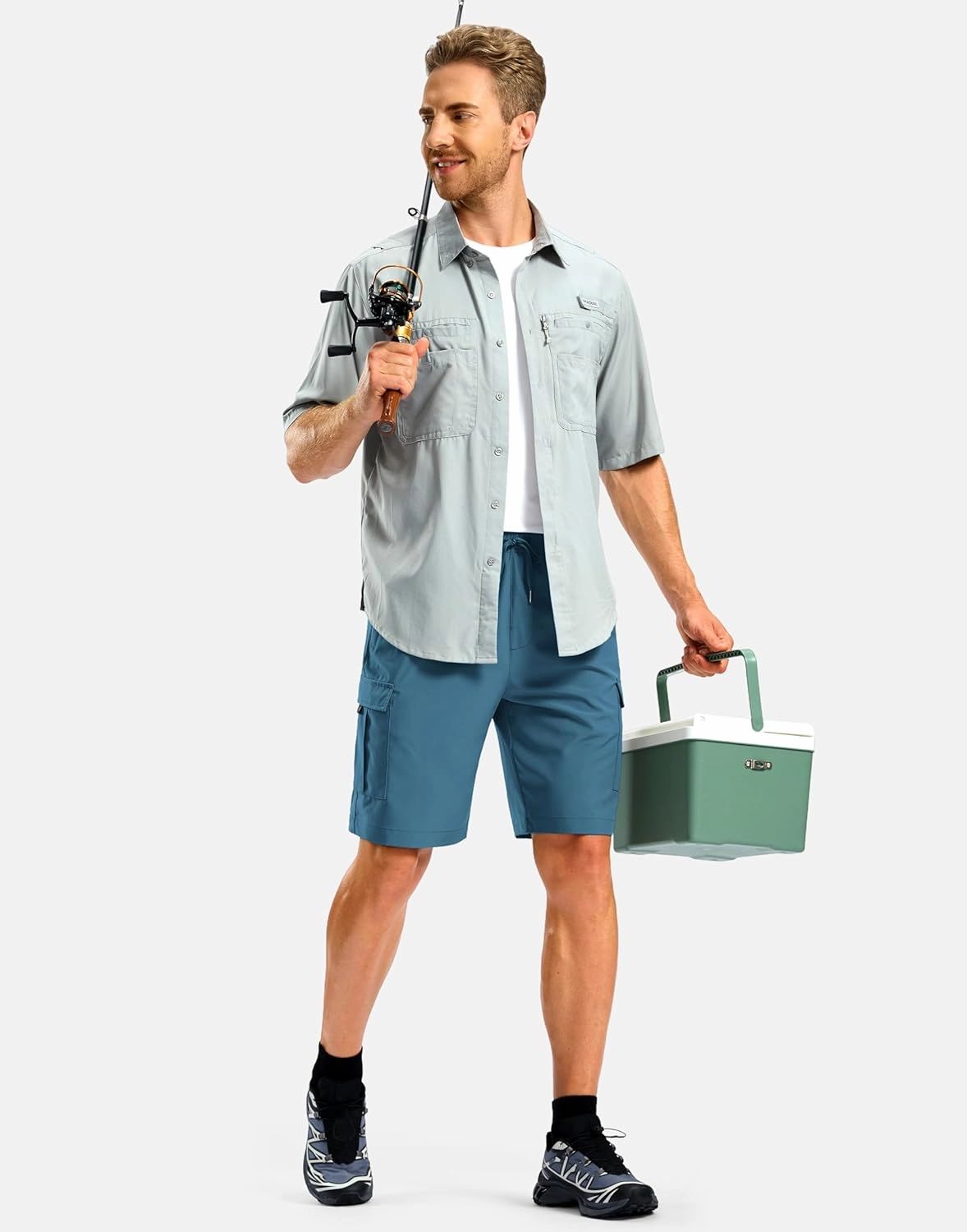 Pudolla Men's Hiking Cargo Shorts with 5 Pockets Lightweight 9" Outdoor Work Casual Shorts for Men Travel Fishing
