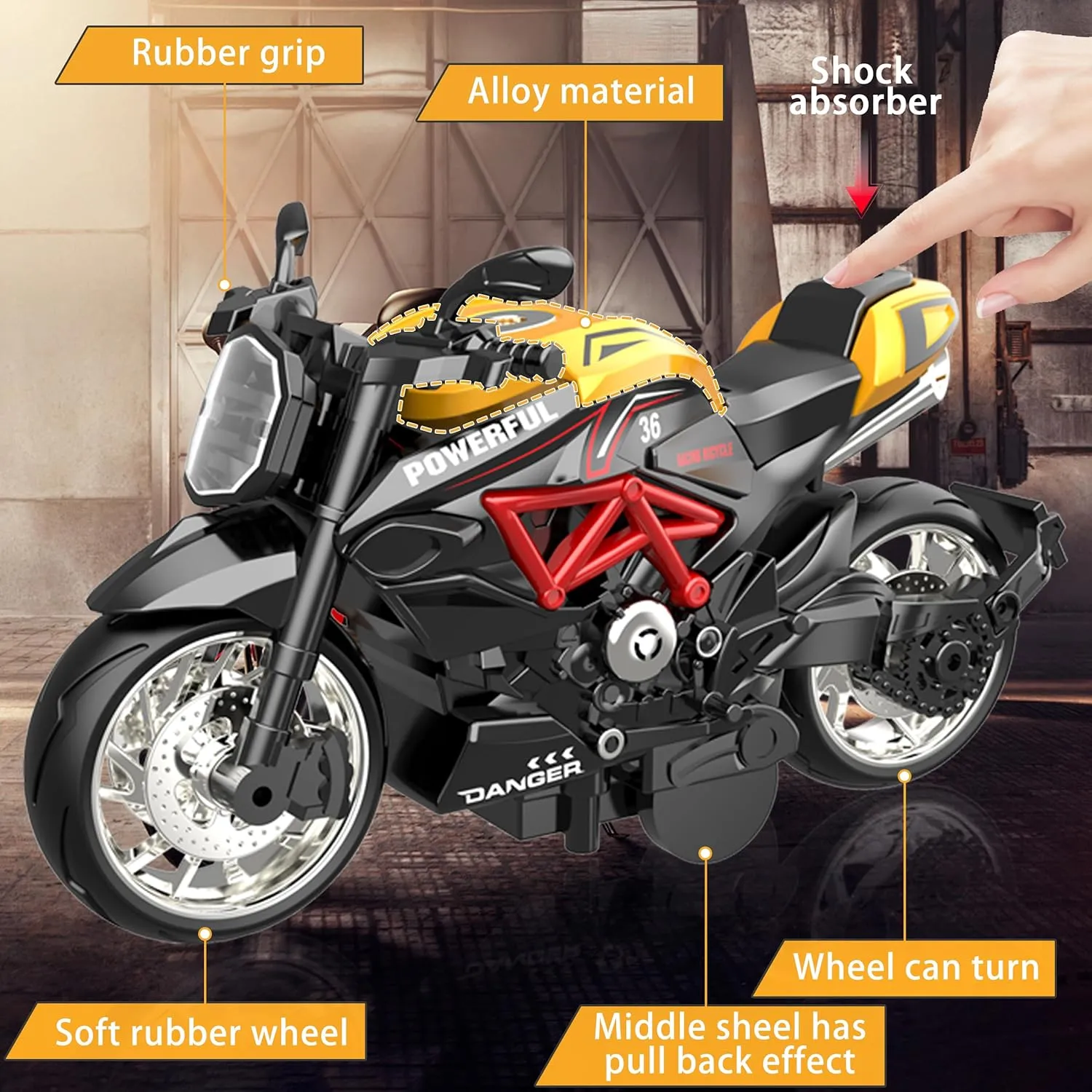 Pull Back Motorcycle Toys 4 Packs - Die-Cast Alloy Racing Bike Models, No Battery Needed Friction Toys for Kids 3  Years, Durable Collector Motorcycles for Boys Girls Gift