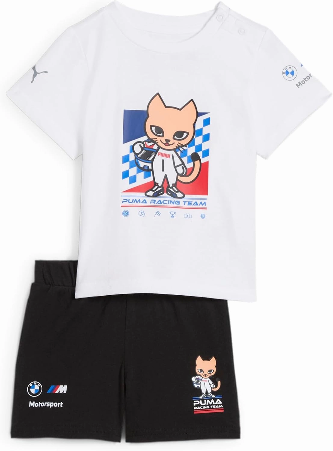 PUMA Unisex-Child BMW M Motorsport Short Sleeve Set, Puma White SS25, 18M