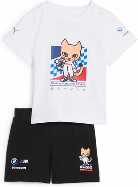PUMA Unisex-Child BMW M Motorsport Short Sleeve Set, Puma White SS25, 18M