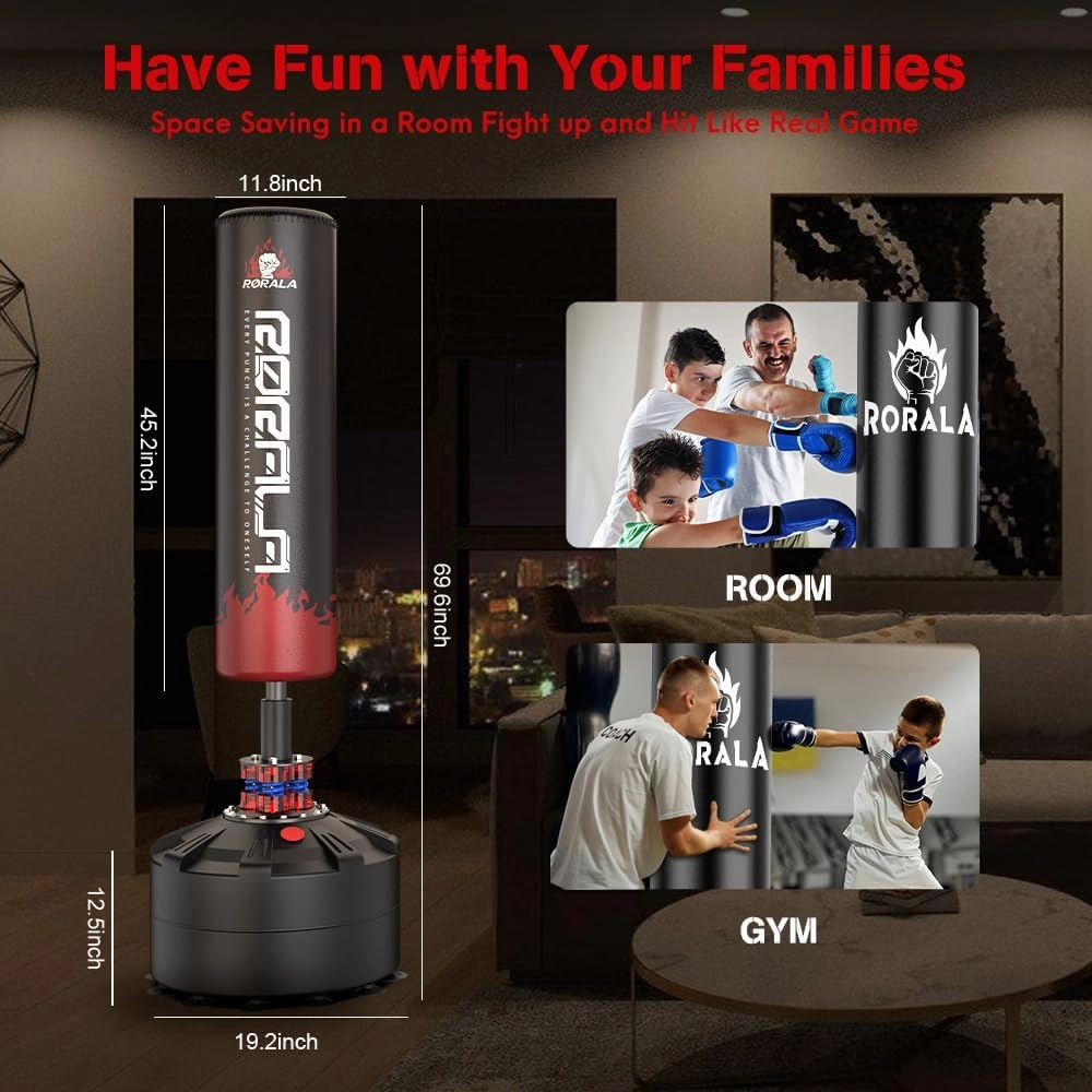 Punching Bag with Boxing Gloves, Freestanding Heavy Bag for Adult Kids, Men Standing Kickboxing Bag Max Weight 253LBS