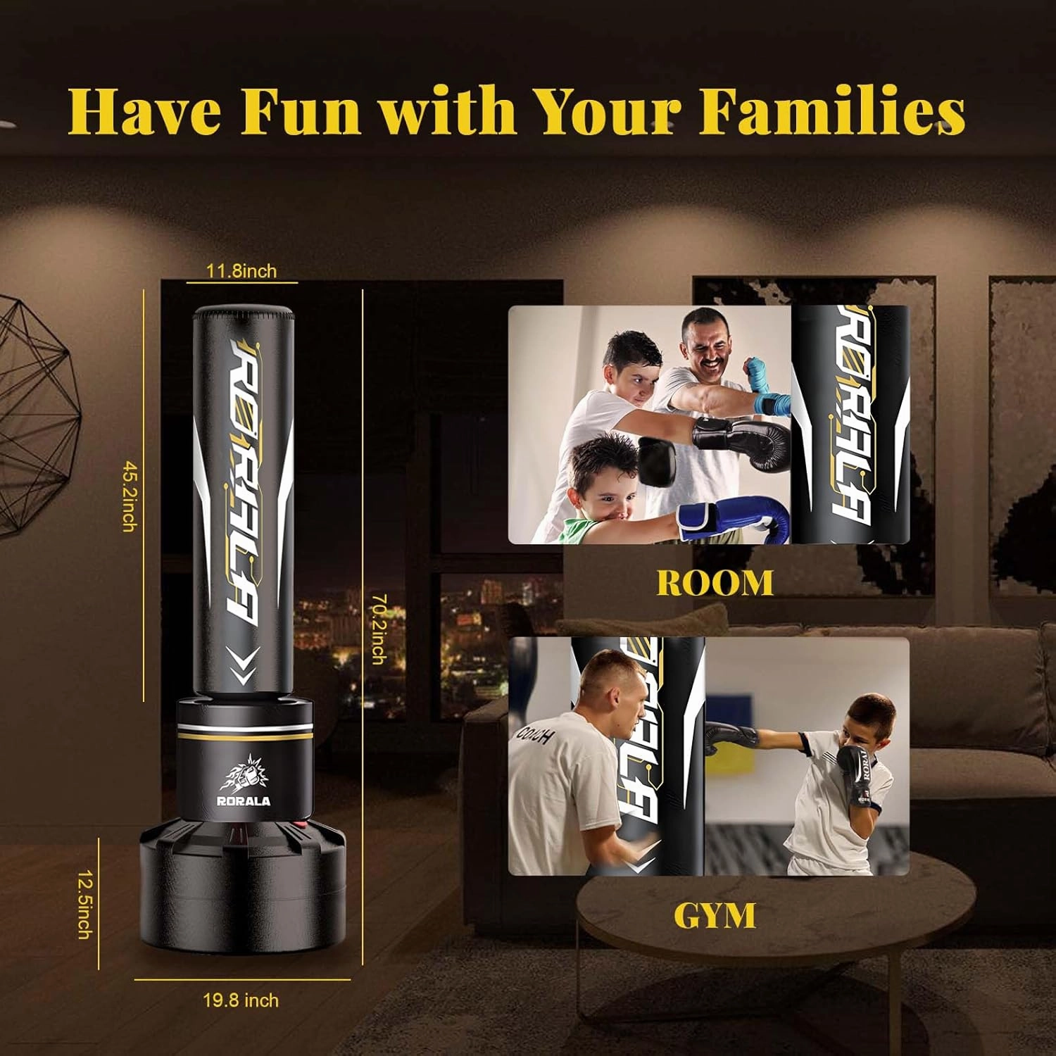 Punching Bag with Boxing Gloves, Freestanding Heavy Bag for Adult Kids, Men Standing Kickboxing Bag Max Weight 253LBS
