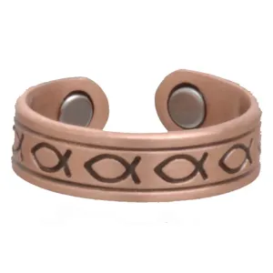Pure Heavy Copper Christian Fish Magnetic Ring