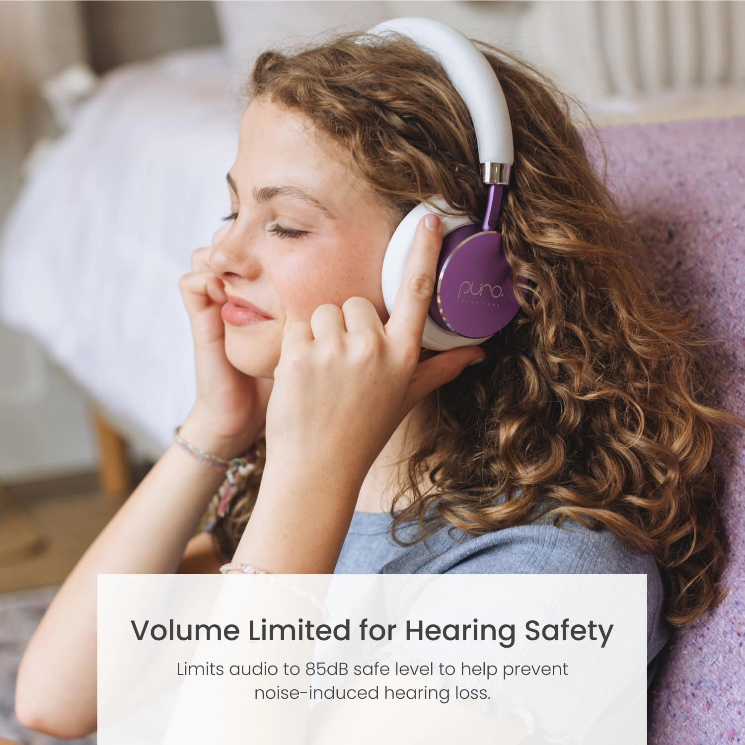 Puro Sound Labs BT2200s Plus Volume Limited Kids’ Bluetooth Headphones (Purple)