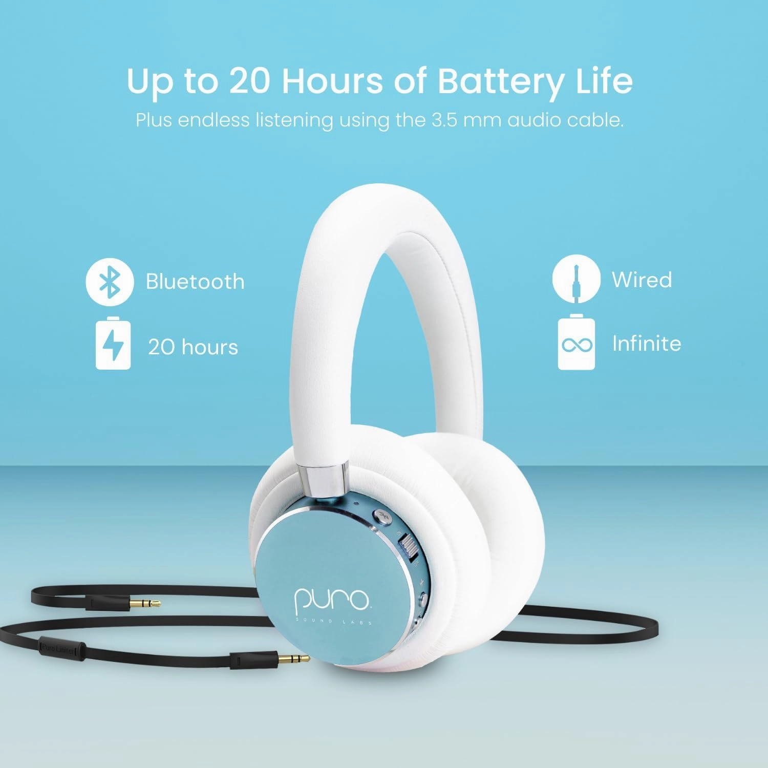 Puro Sound Labs BT2200s Plus Volume Limited Kids’ Bluetooth Headphones (Teal)