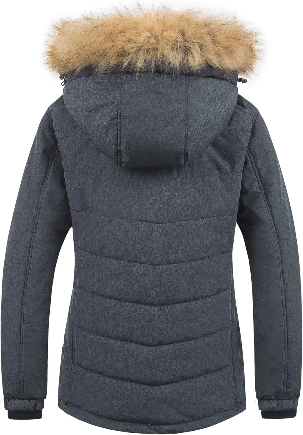 Pursky Women's Waterproof Ski Jacket Winter Puffer Snow Coat Fur Hooded Raincoat
