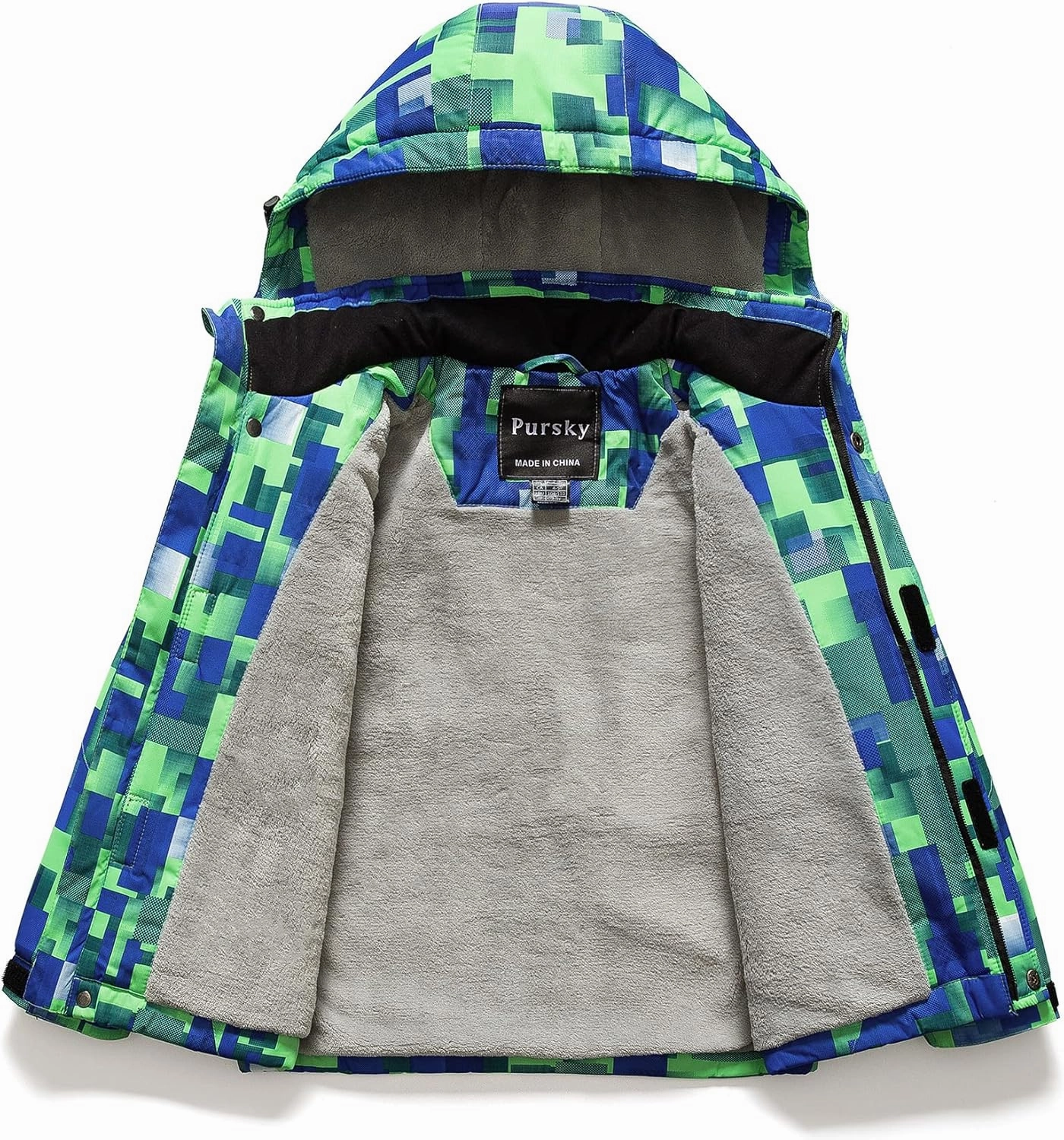 Pursky Boy's Waterproof Ski Jacket Kids Winter Snow Coats Fleece Raincoats Parka
