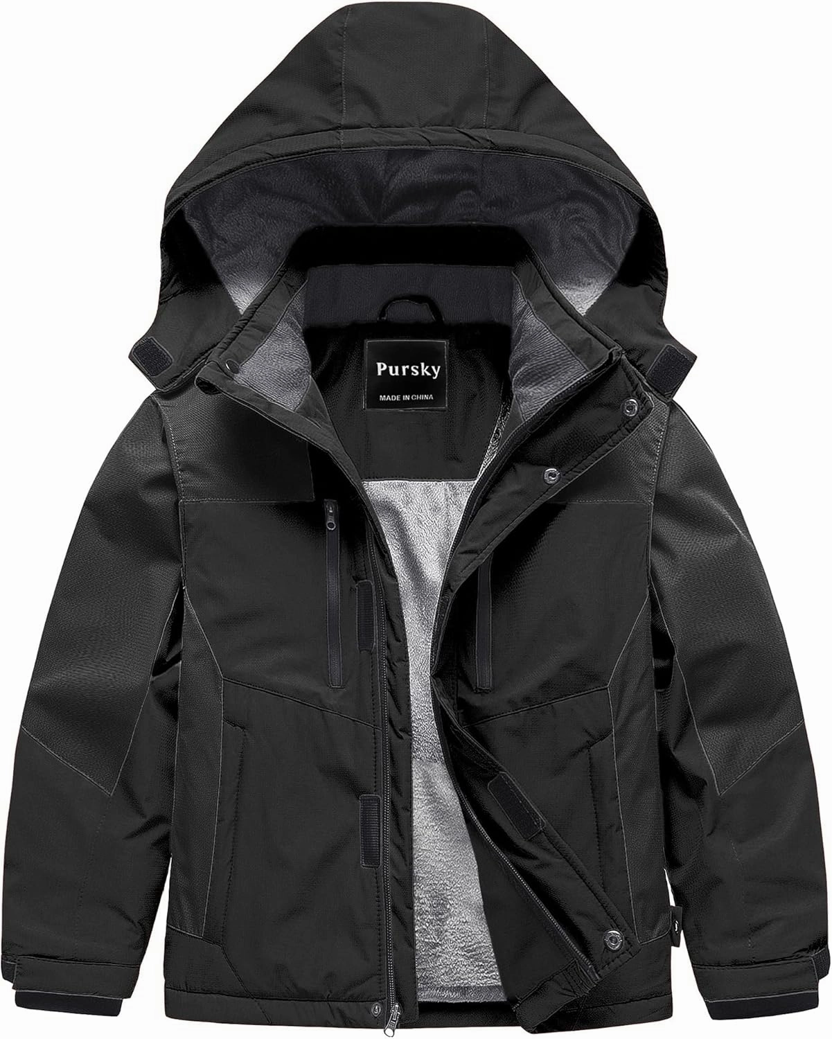 Pursky Boy's Waterproof Ski Jacket Kids Winter Snow Coats Fleece Raincoats Parka
