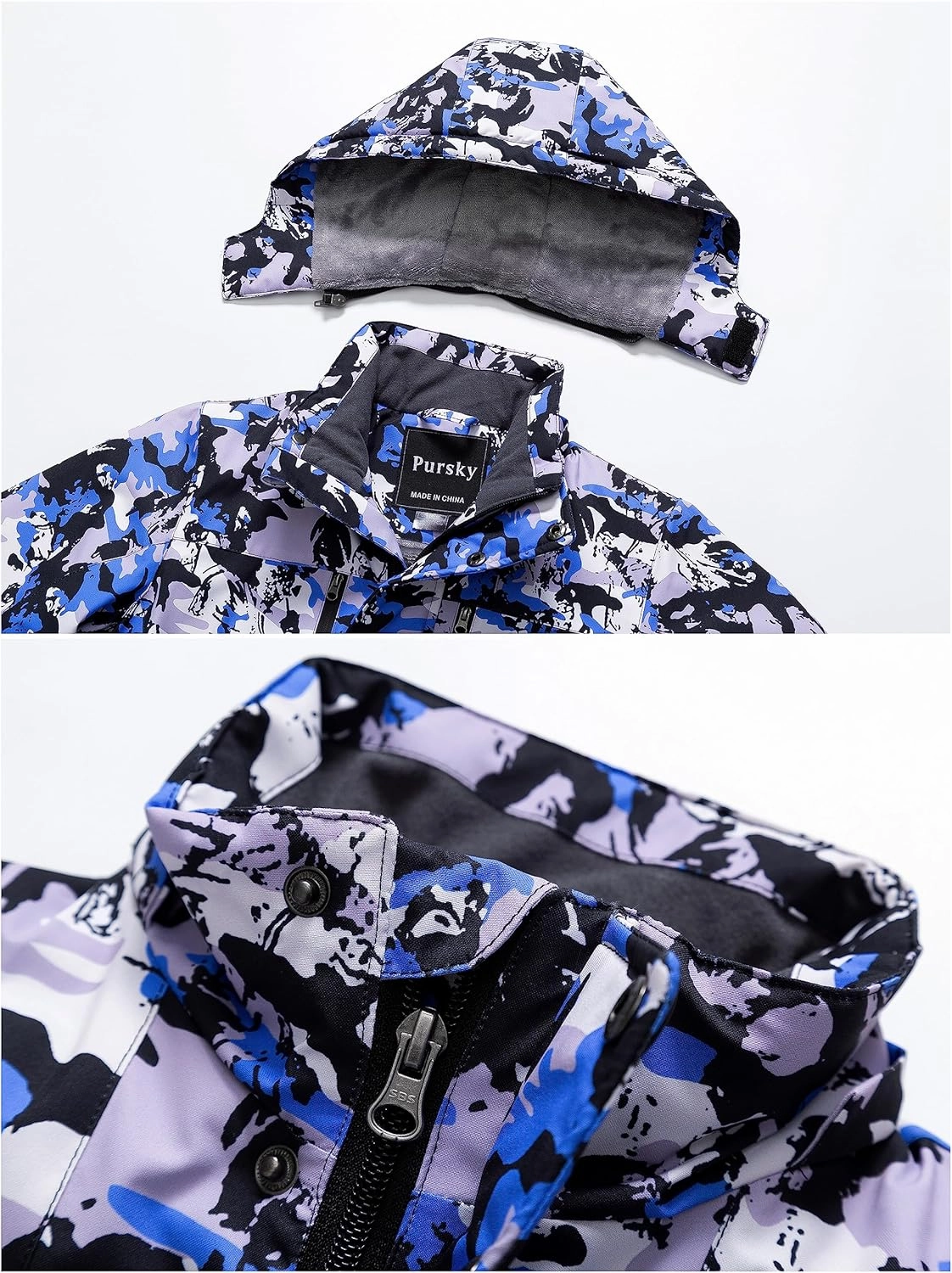 Pursky Boy's Waterproof Ski Jacket Kids Winter Snow Coats Fleece Raincoats Parka