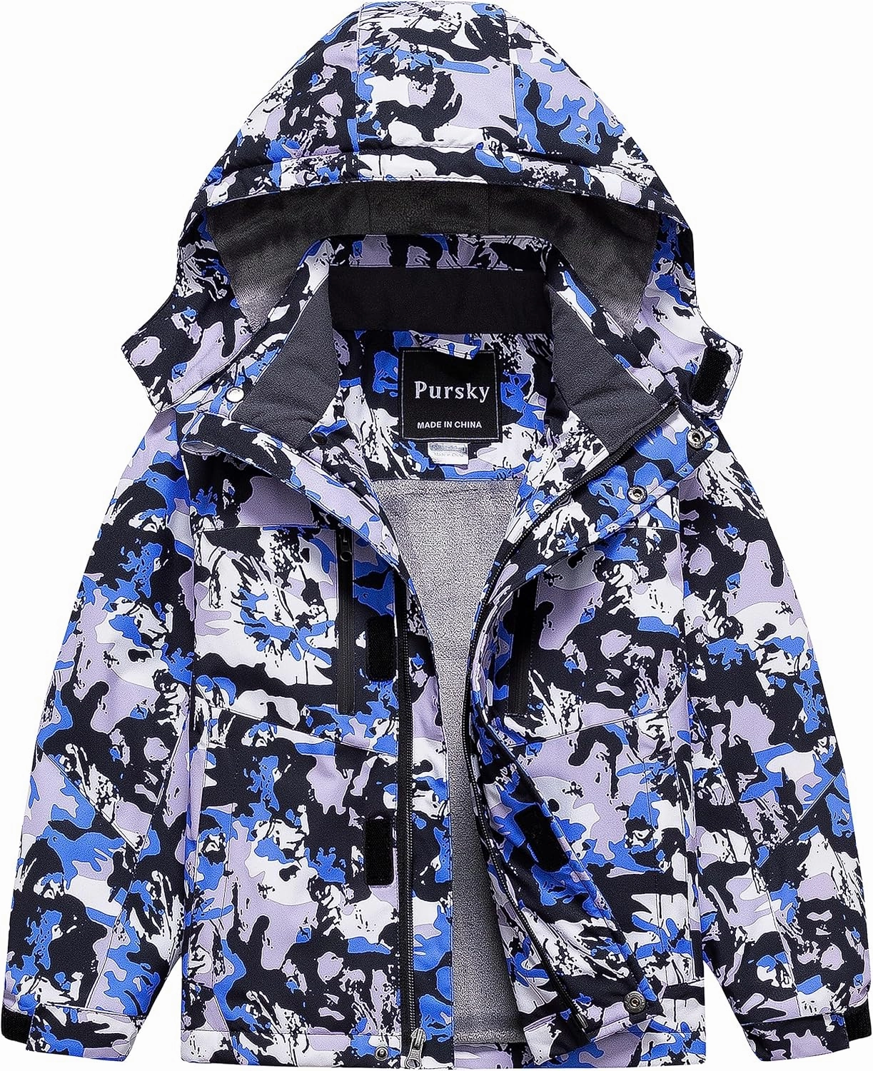 Pursky Boy's Waterproof Ski Jacket Kids Winter Snow Coats Fleece Raincoats Parka