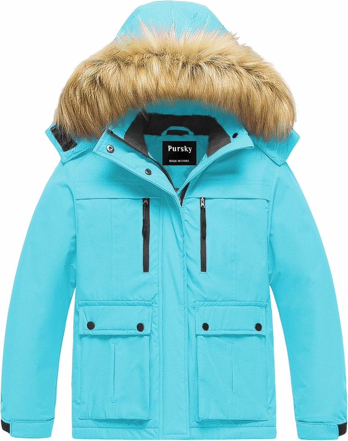 Pursky Girl's Waterproof Ski Jacket Kids Winter Snow Coats Fleece Raincoat Parka