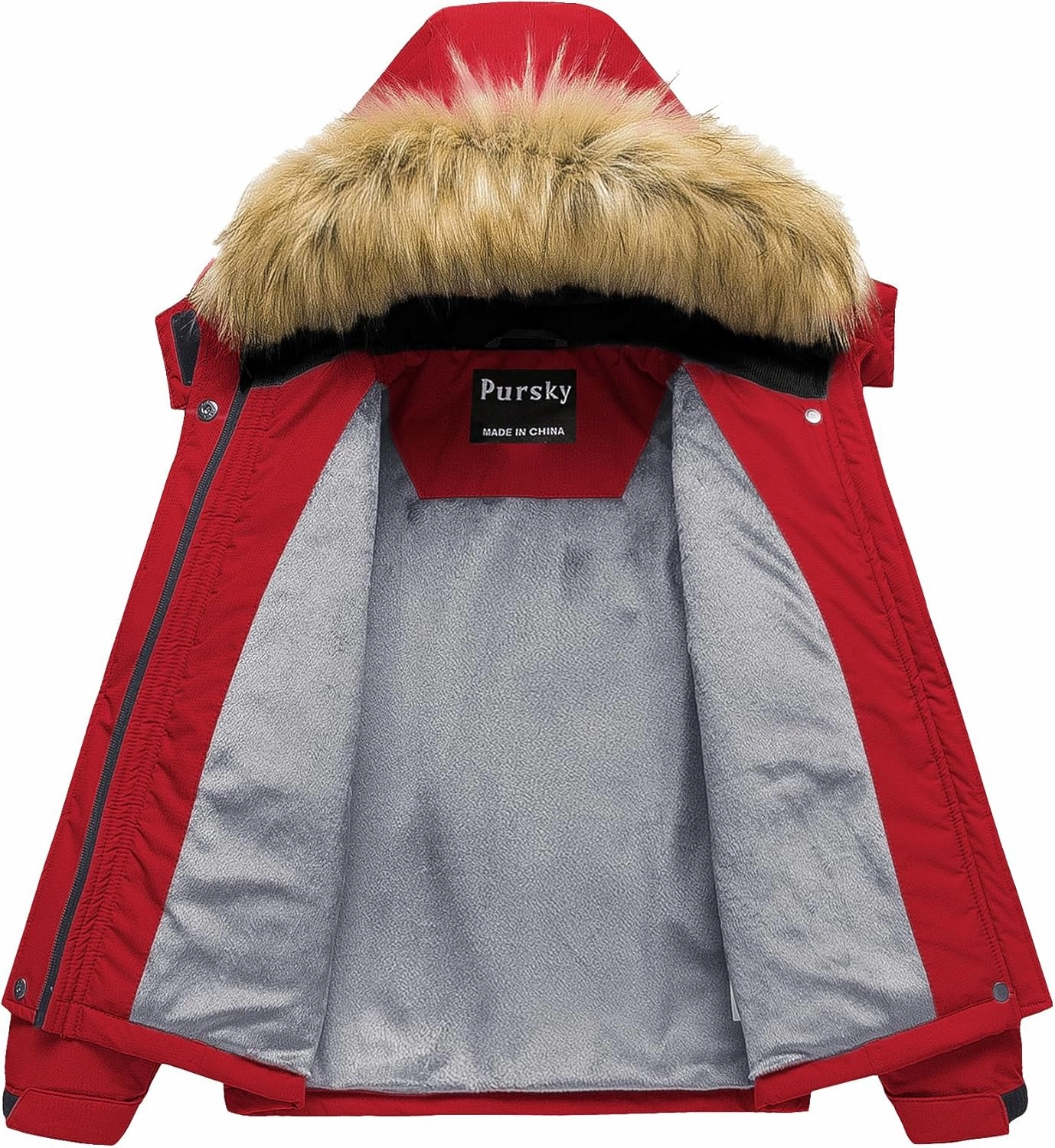Pursky Girl's Waterproof Ski Jacket Kids Winter Snow Coats Fleece Raincoat Parka