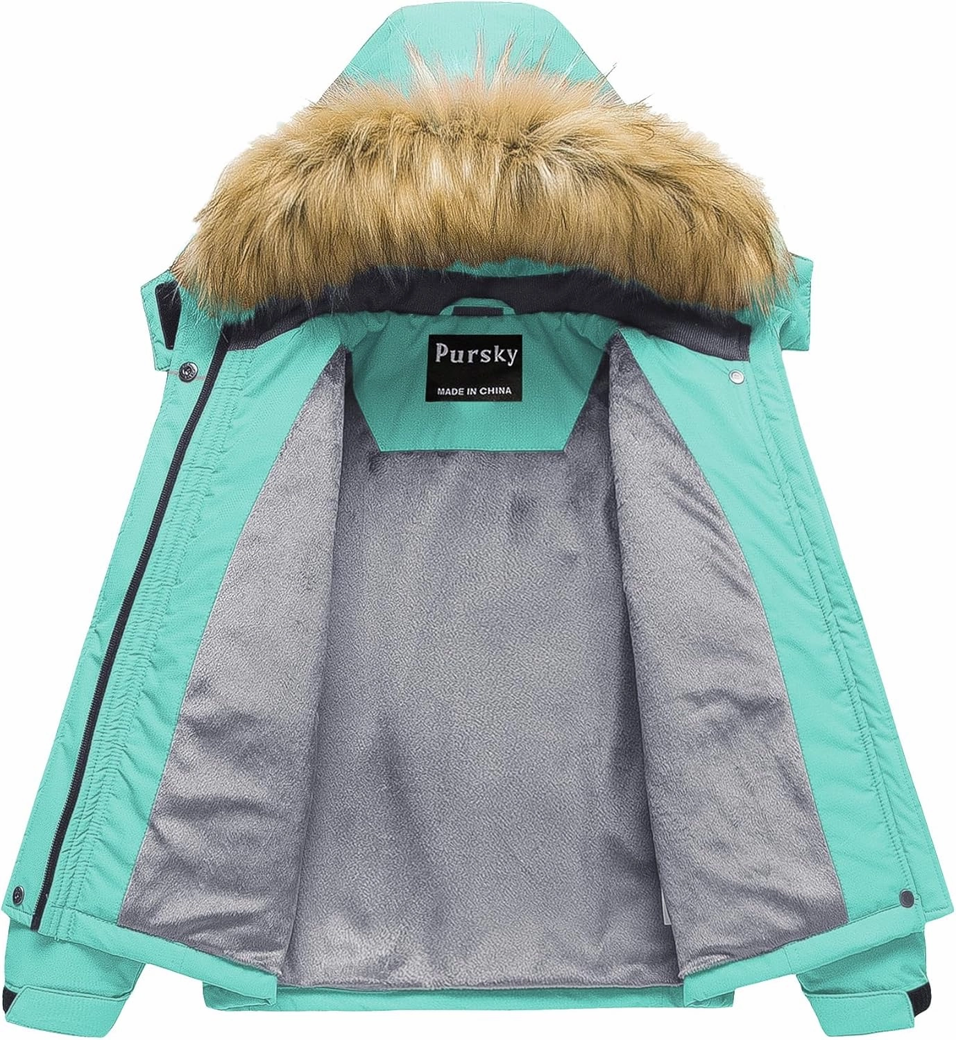 Pursky Girl's Waterproof Ski Jacket Kids Winter Snow Coats Fleece Raincoat Parka