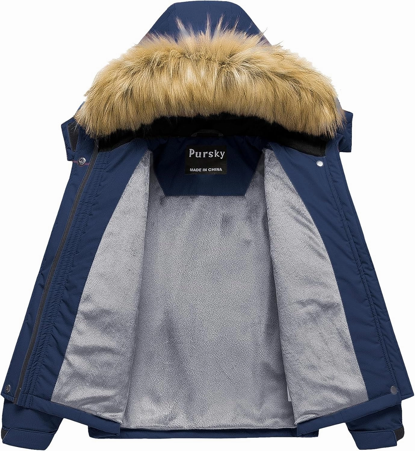Pursky Girl's Waterproof Ski Jacket Kids Winter Snow Coats Fleece Raincoat Parka