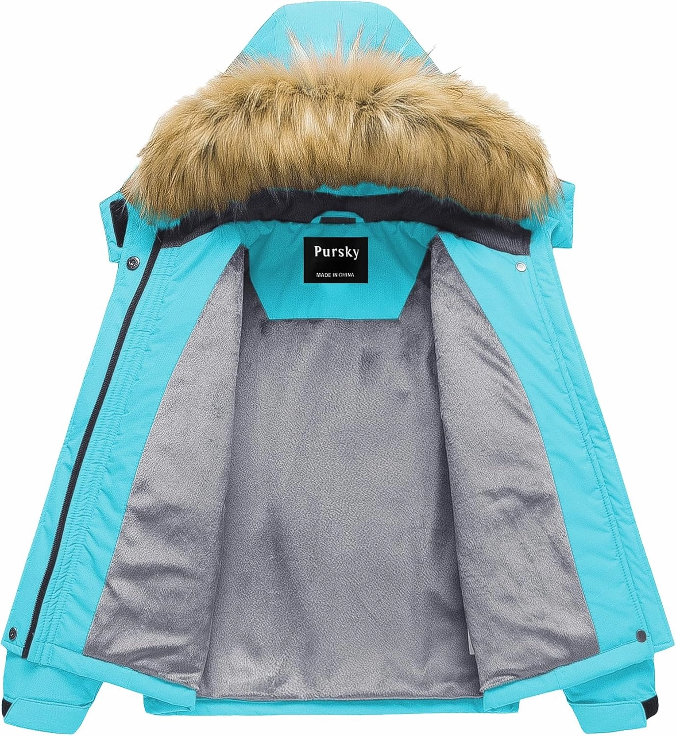 Pursky Girl's Waterproof Ski Jacket Kids Winter Snow Coats Fleece Raincoat Parka