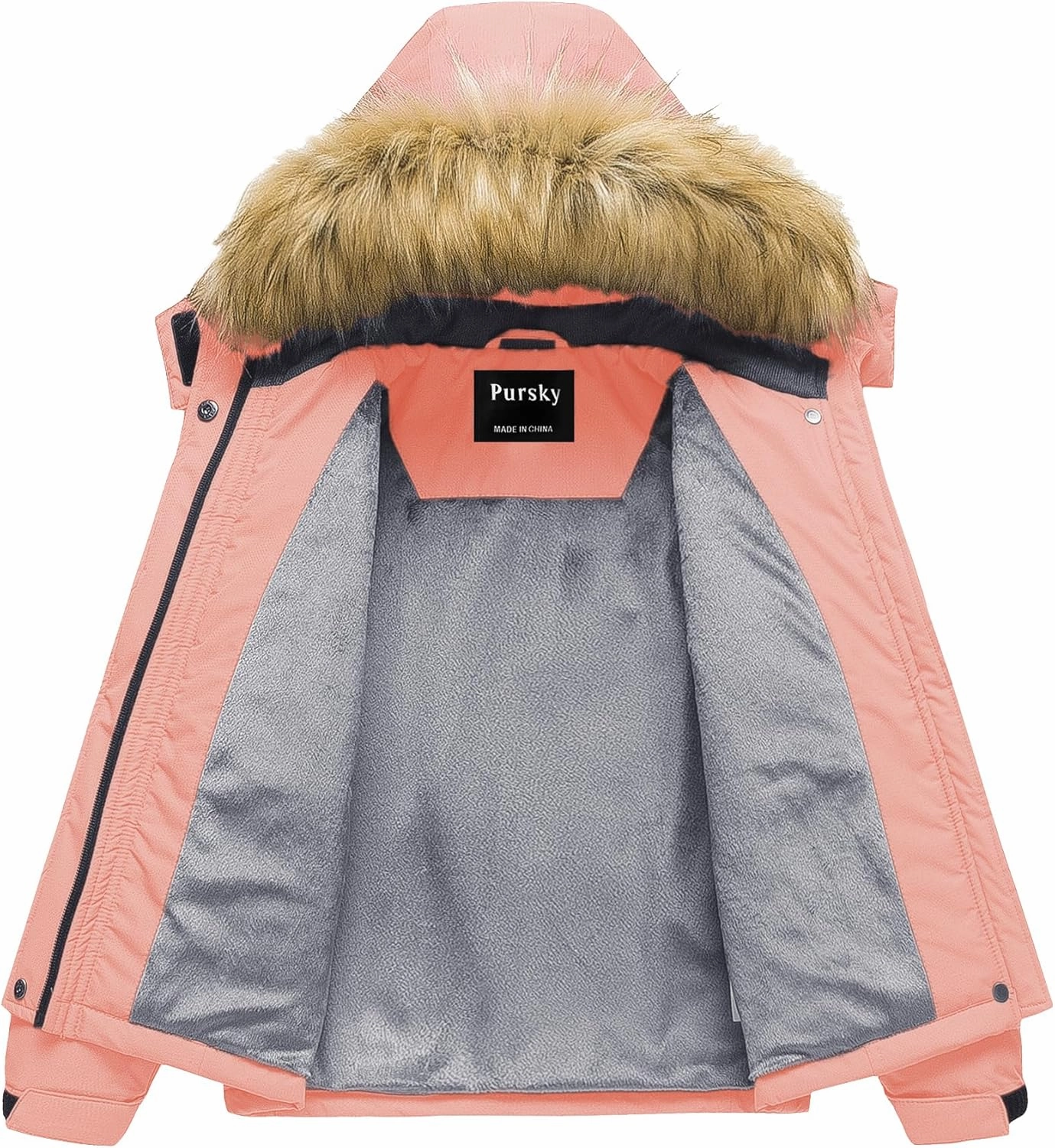Pursky Girl's Waterproof Ski Jacket Kids Winter Snow Coats Fleece Raincoat Parka