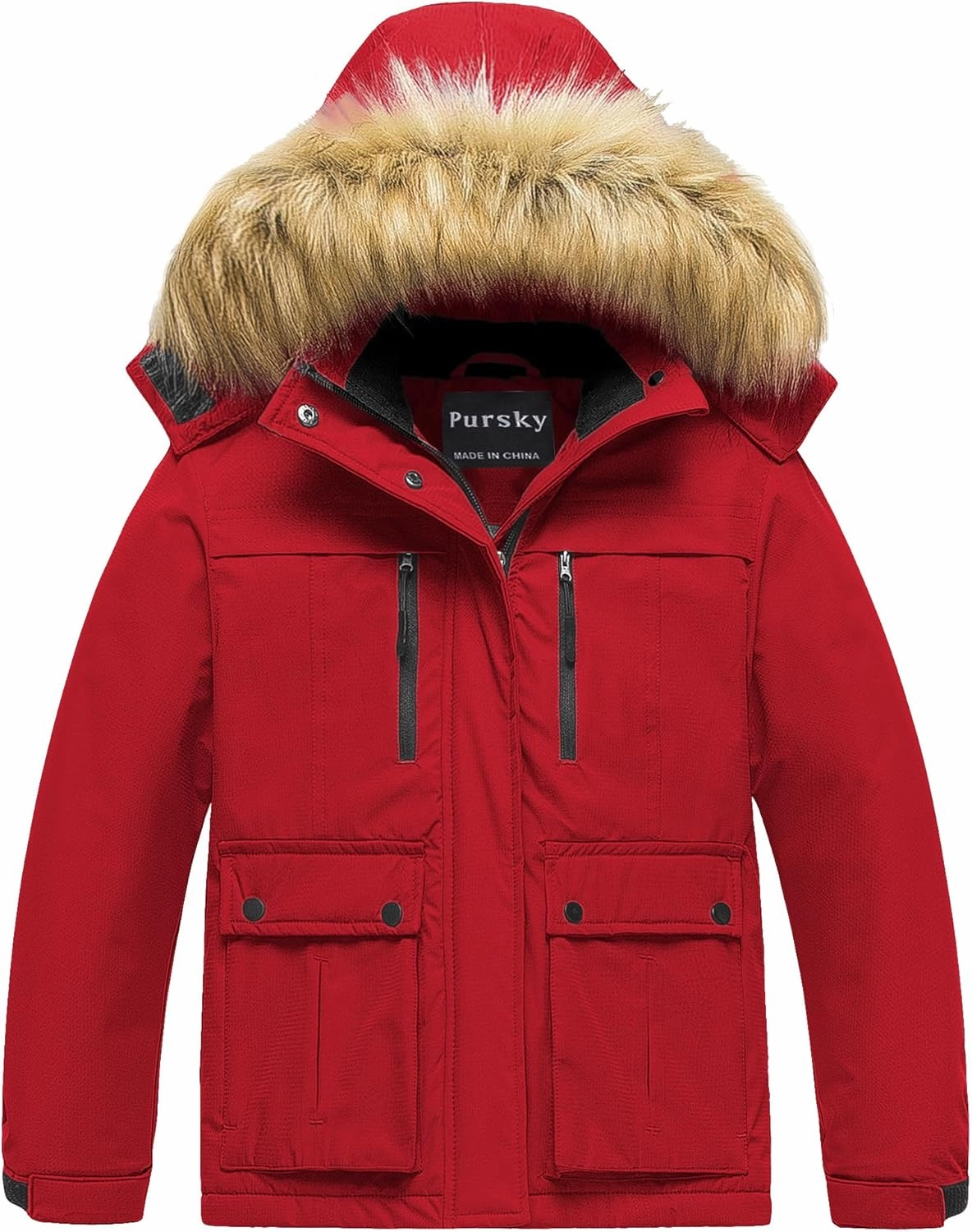 Pursky Girl's Waterproof Ski Jacket Kids Winter Snow Coats Fleece Raincoat Parka