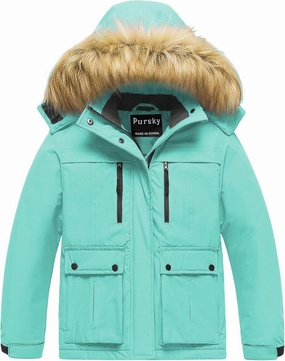 Pursky Girl's Waterproof Ski Jacket Kids Winter Snow Coats Fleece Raincoat Parka