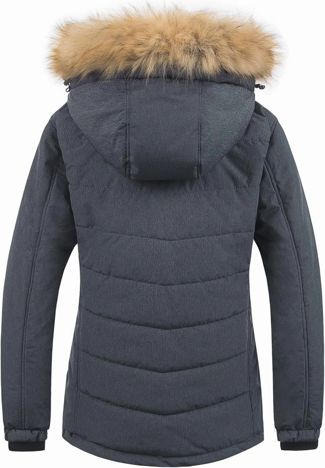 Pursky Women's Waterproof Ski Jacket Winter Puffer Snow Coat Fur Hooded Raincoat
