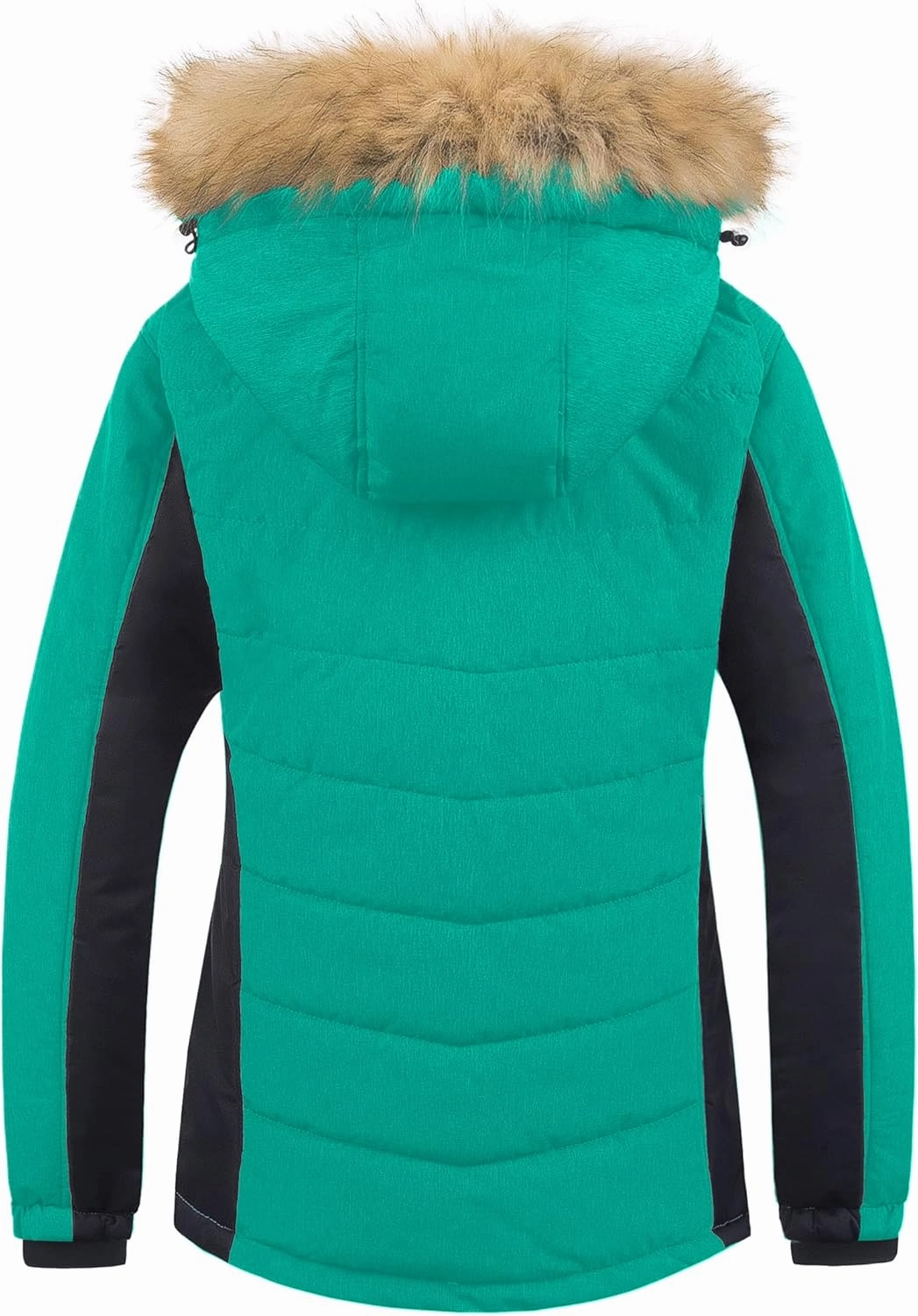 Pursky Women's Waterproof Ski Jacket Winter Puffer Snow Coat Fur Hooded Raincoat