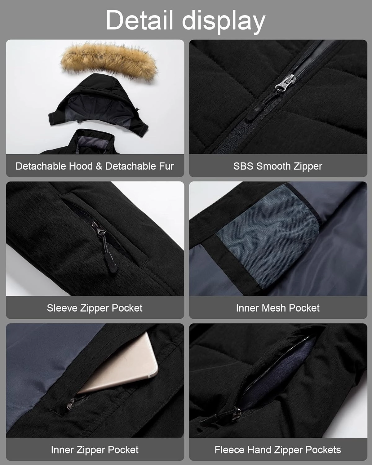 Pursky Women's Waterproof Ski Jacket Winter Puffer Snow Coat Fur Hooded Raincoat