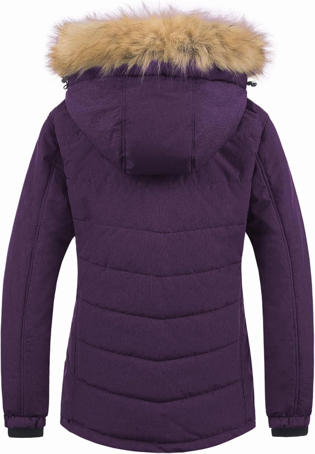 Pursky Women's Waterproof Ski Jacket Winter Puffer Snow Coat Fur Hooded Raincoat