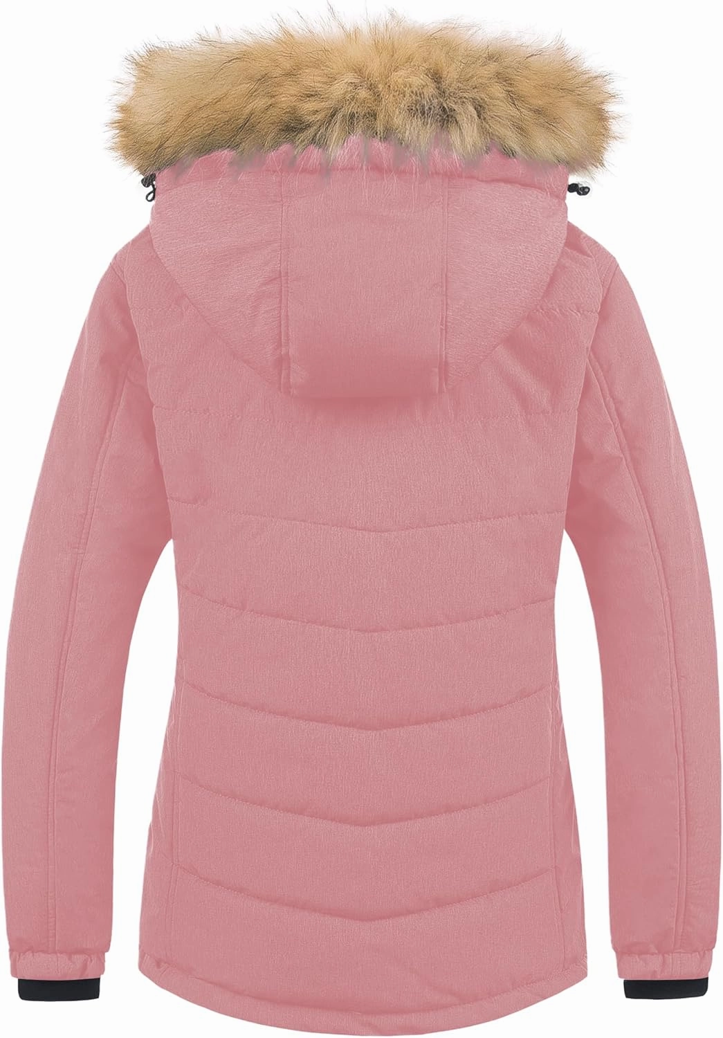 Pursky Women's Waterproof Ski Jacket Winter Puffer Snow Coat Fur Hooded Raincoat