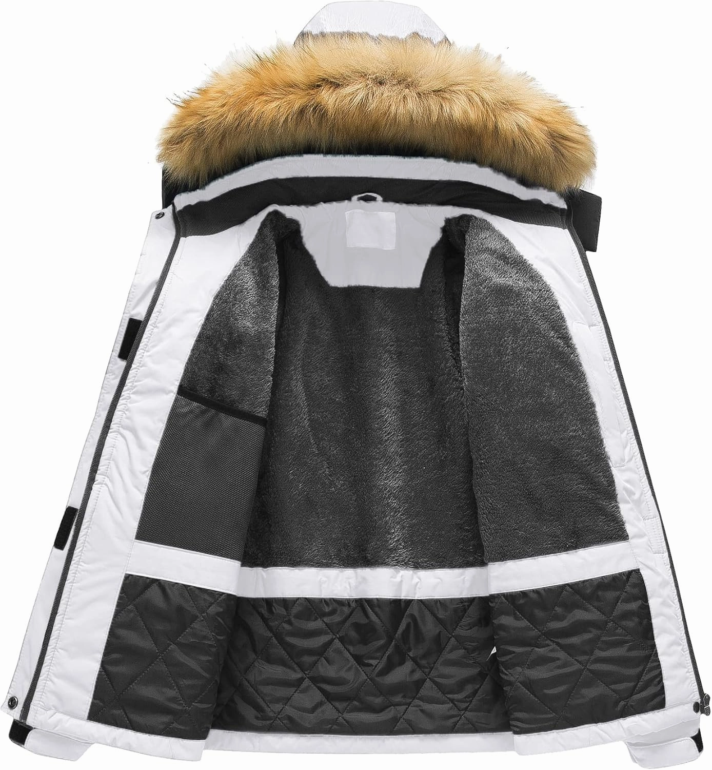 Pursky Women's Waterproof Ski Jacket Winter Snow Coats Fur Hooded Raincoat Parka