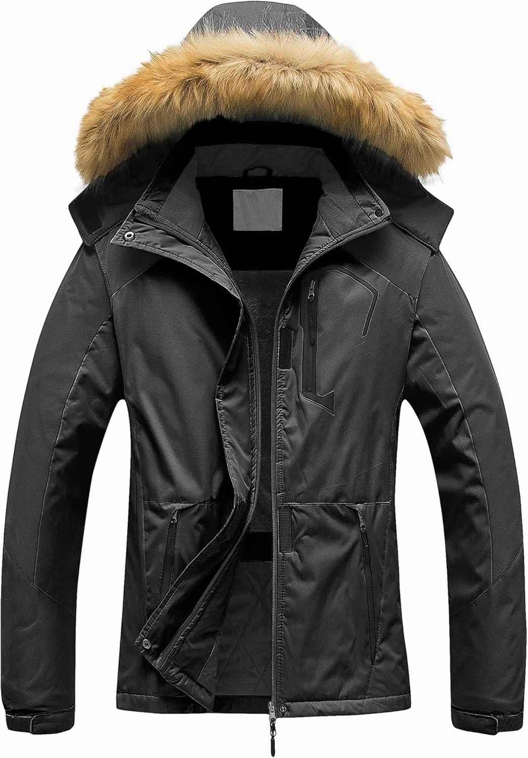 Pursky Women's Waterproof Ski Jacket Winter Snow Coats Fur Hooded Raincoat Parka