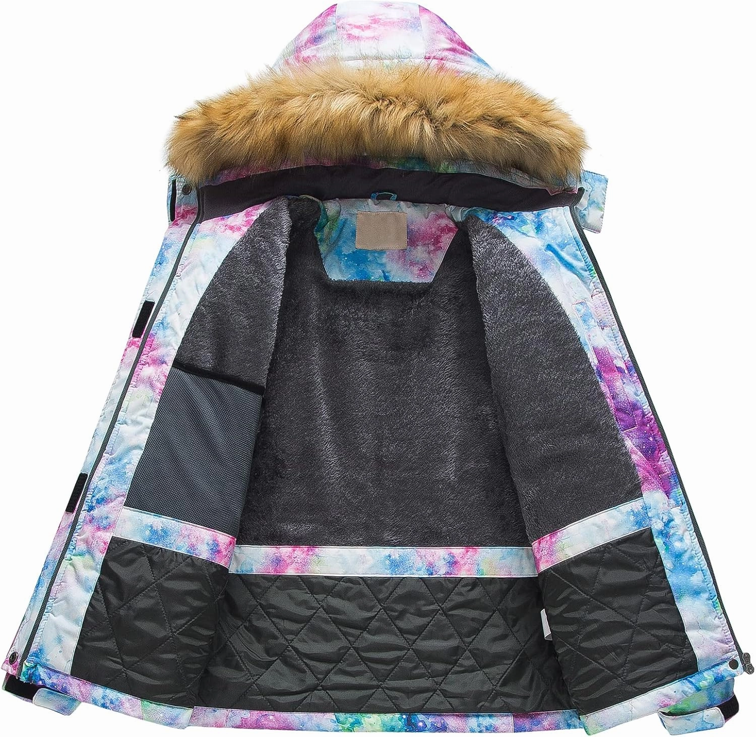 Pursky Women's Waterproof Ski Jacket Winter Snow Coats Fur Hooded Raincoat Parka
