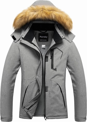 Pursky Women's Waterproof Ski Jacket Winter Snow Coats Fur Hooded Raincoat Parka