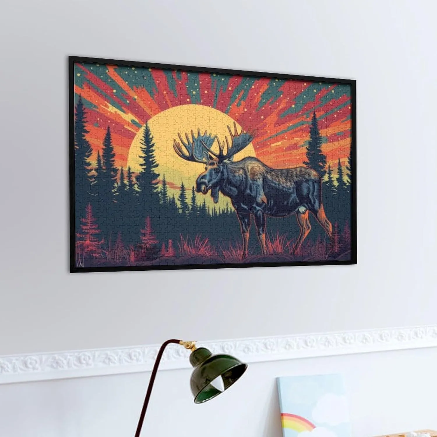 Puzzles for Adults 1000 Pieces - Moose Standing Forest Sunset Best Challenging Puzzles for Cognitive Workout - Safe Eco-Friendly - Most Popular Leisure Activities