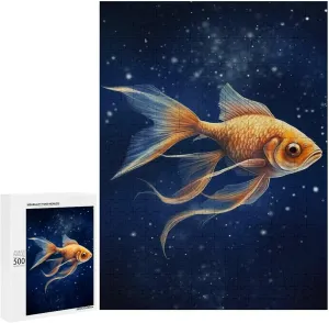 Puzzles for Adults 500 Pieces - The Golden Fish Fish Best Challenging Puzzles for Cognitive Workout - Safe Eco-Friendly - Most Popular Leisure Activities