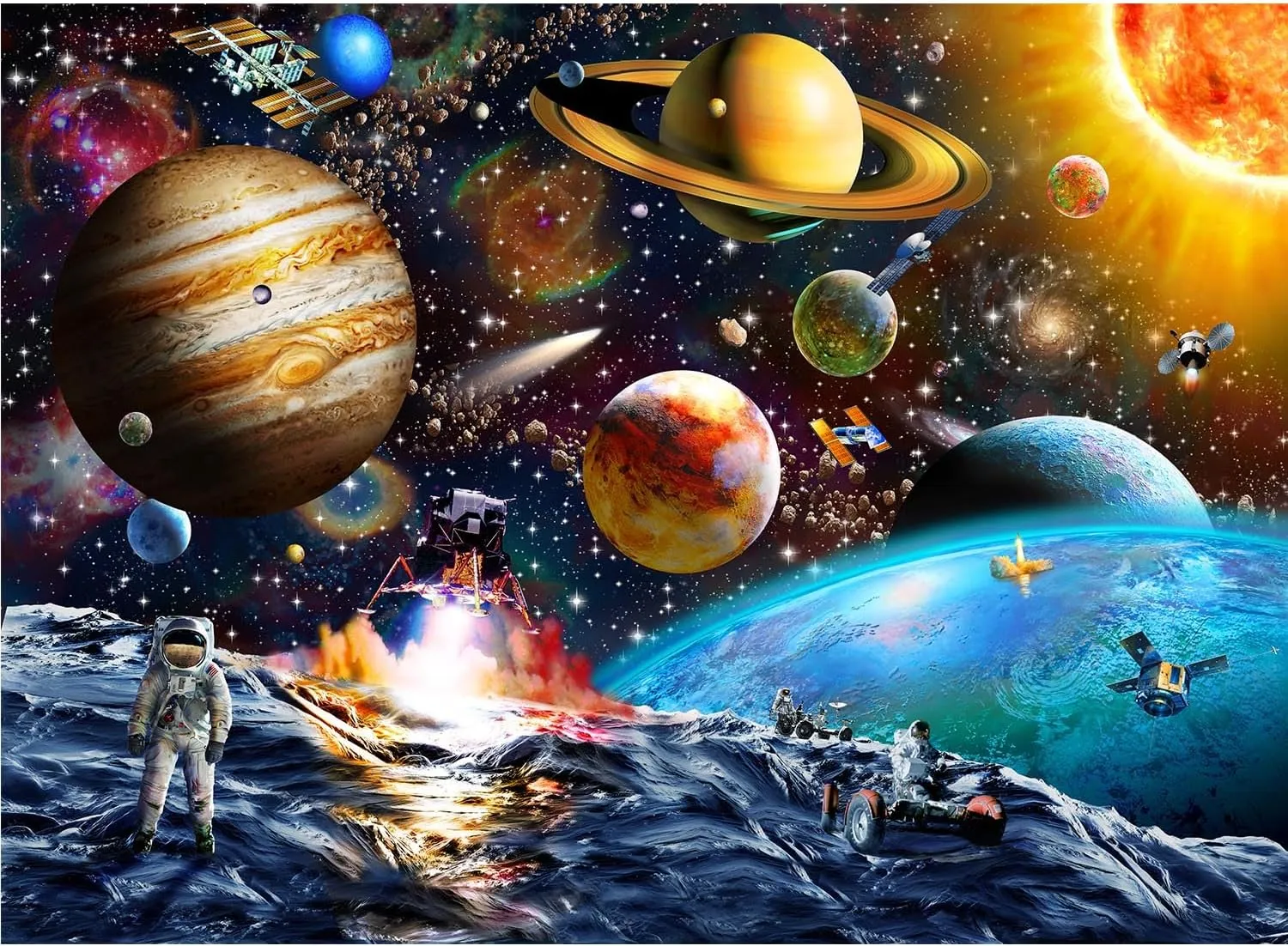 Puzzles for Kids Ages 8-10 Year Old - Solar System Planets, 200 Pieces Spacewalk Jigsaw Puzzles for Kids Ages 6-8, Learning Educational Toys for Boys and Girls