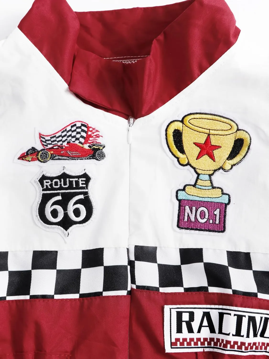 Race Car Driver Costume Boy Girl,Kid Racer Jumpsuit with Car Cap,Toddler Racing Costume Halloween with Accessories