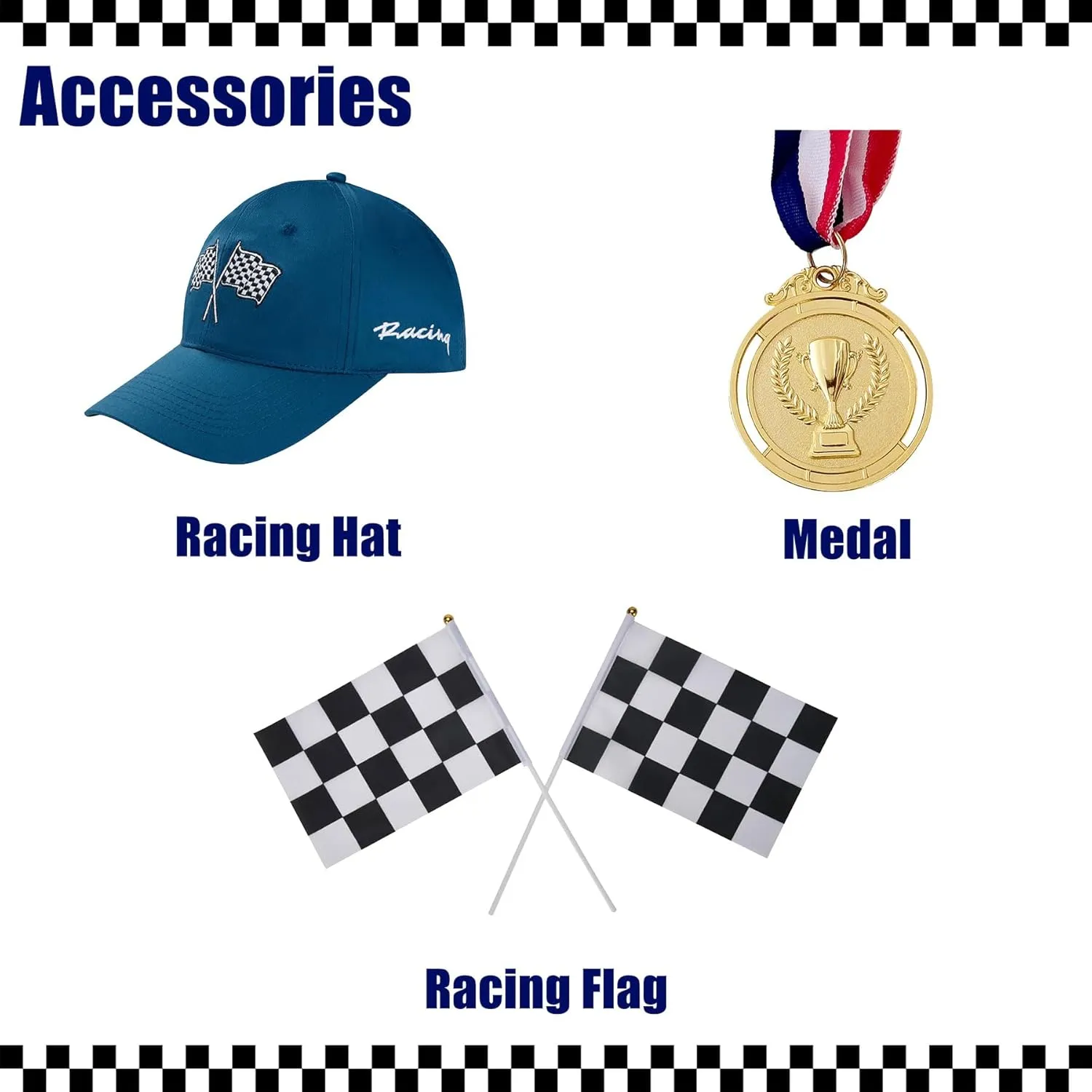 Race Car Driver Costume Boy Girl,Kid Racer Jumpsuit with Car Cap,Toddler Racing Costume Halloween with Accessories