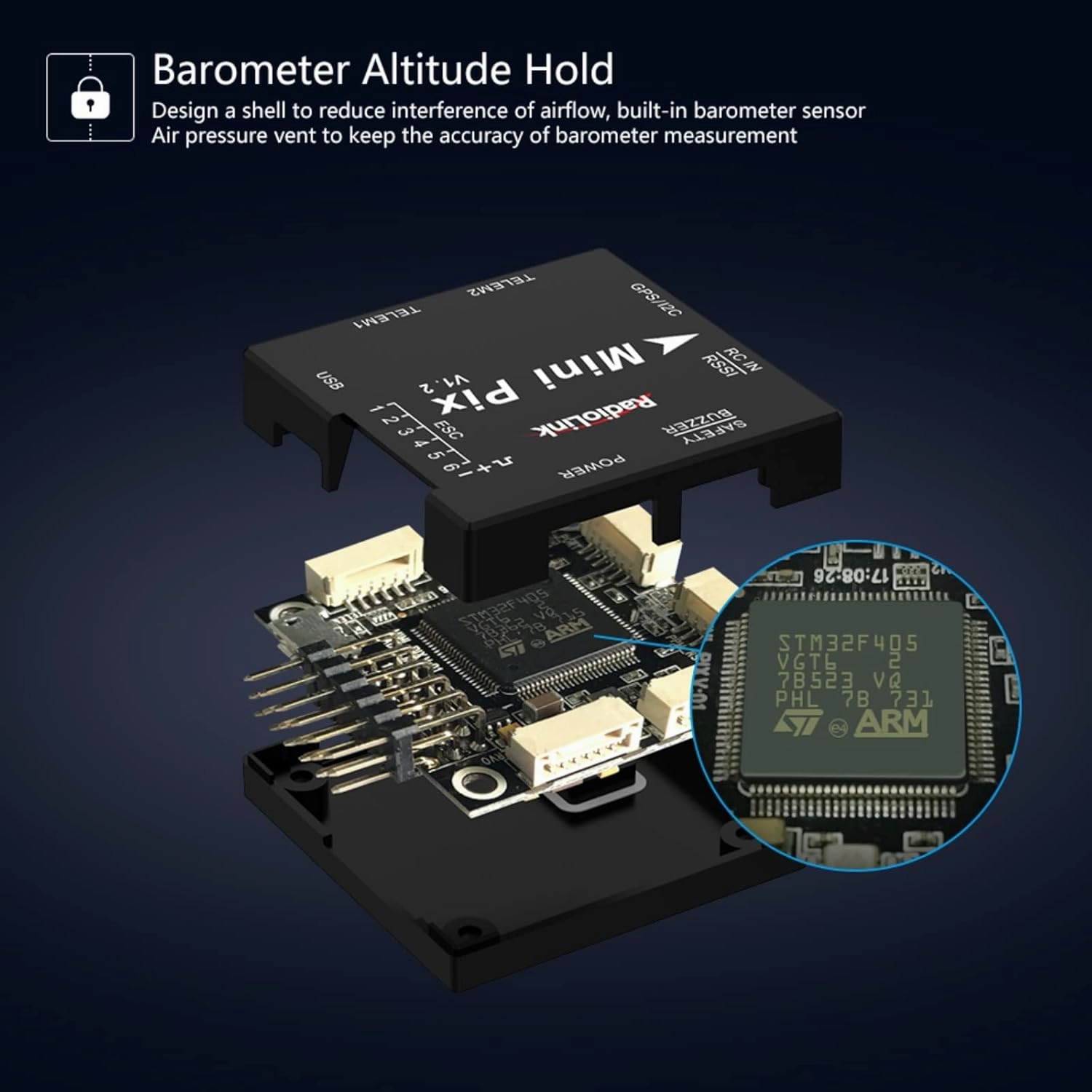 Radiolink Mini PIX Flight Controller V1.2 with Mini M8N TS100 GPS Compass Module High Positioning Accuracy for for FPV Racing Helicopter Drone Fixed Wing Plane (Mini Pix Kit)