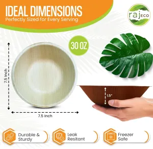 Raj Unique Collection 7.5" Round Bowls Palm Leaf Bowl Better than Bamboo & Paper Bowl Disposable, Compostable, Biodegradable, Eco-Friendly Party Bowls Microwave Safe for Wedding & Events