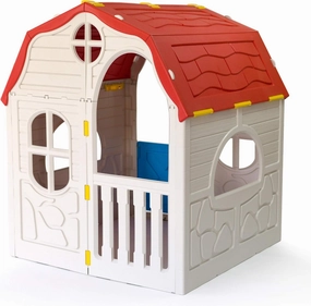 Ram Quality Products Classic Real Feel Cottage Compact Foldable Plastic Toddler Roomy Outdoor Playhouse for Children Ages 2 Years Old and Up, White