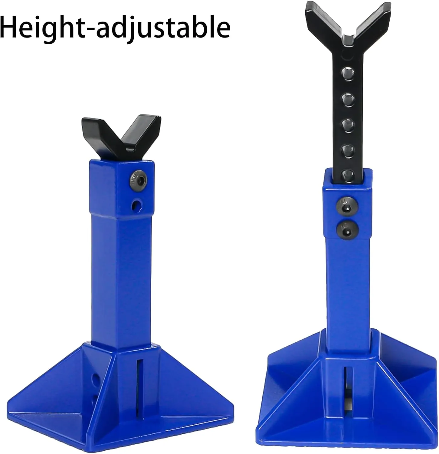 RC Car Jack Stand for 1/8 1/10 Scale Climbing Crawler Car Jack Stand Accessory for Traxxas TRX4 Axial SCX10 RC4WD Tamiya CC01 D90 HPI HSP D110 TF2 Redcat Gen7 Gen8, 2 Pairs Metal Jack Stand(Blue)