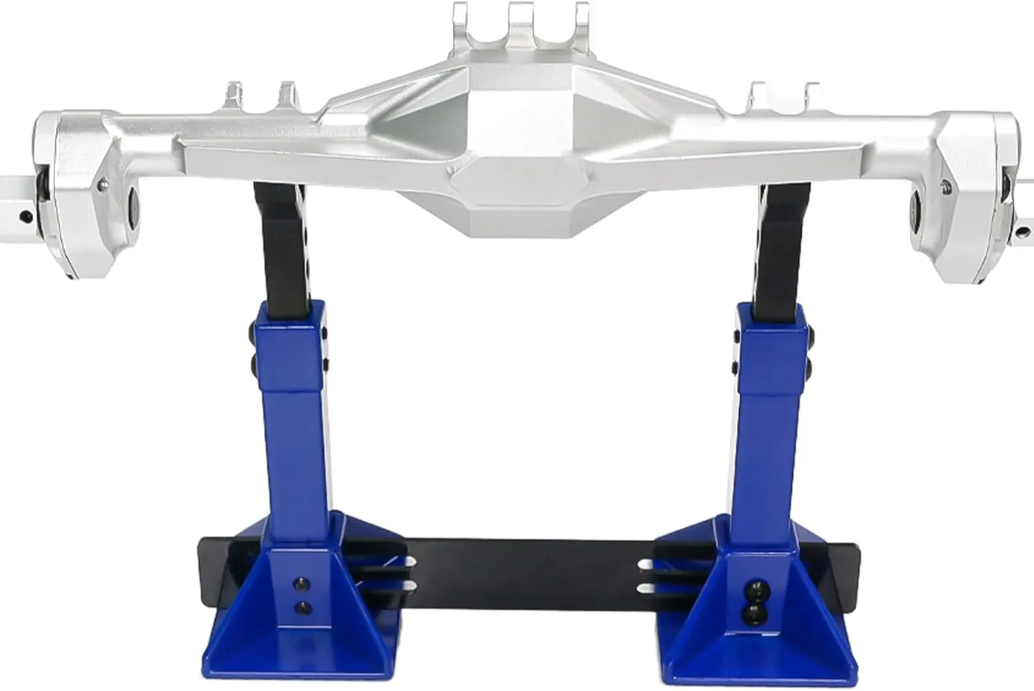 RC Car Jack Stand for 1/8 1/10 Scale Climbing Crawler Car Jack Stand Accessory for Traxxas TRX4 Axial SCX10 RC4WD Tamiya CC01 D90 HPI HSP D110 TF2 Redcat Gen7 Gen8, 2 Pairs Metal Jack Stand(Blue)